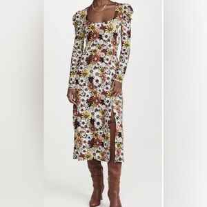 Wayf Brown and White Flutter Sleeve Sundress